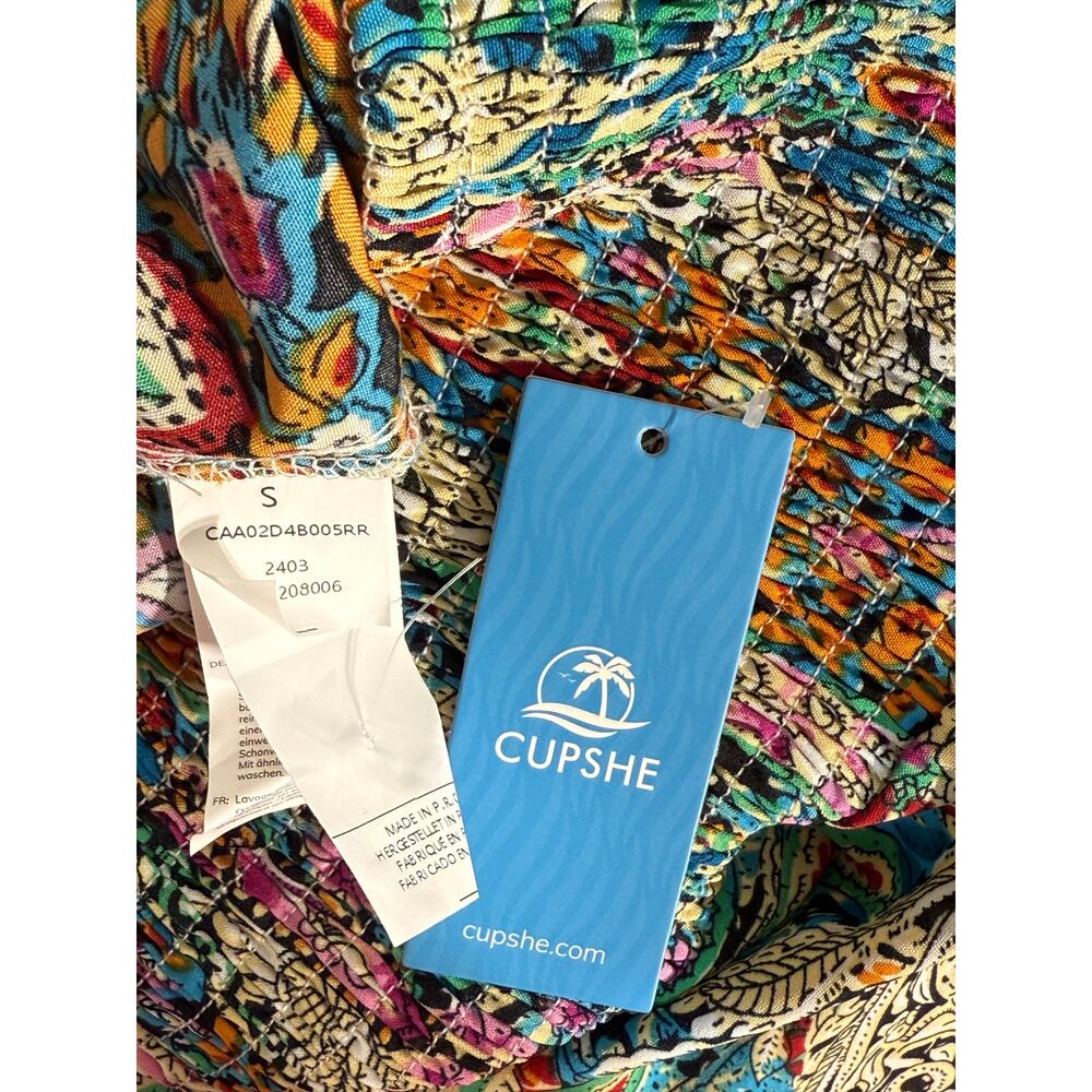 Cupshe Boho Floral Smocked Waist Tapered Leg Cover-Up Pants, Women's Size S - Picture 8 of 8